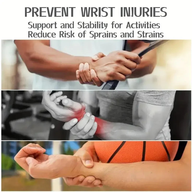 People holding their wrists in pain during sports activities, wrist injury prevention tips.