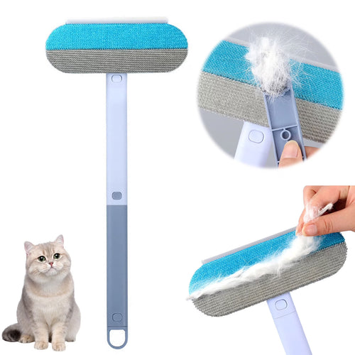Multifunctional Pet Hair Removal Broom, 4-in-1 Cat & Dog Hair Remover for Couch, Carpet, Clothes, Window with Extendable 17.3" Handle - Gentle on All Surfaces