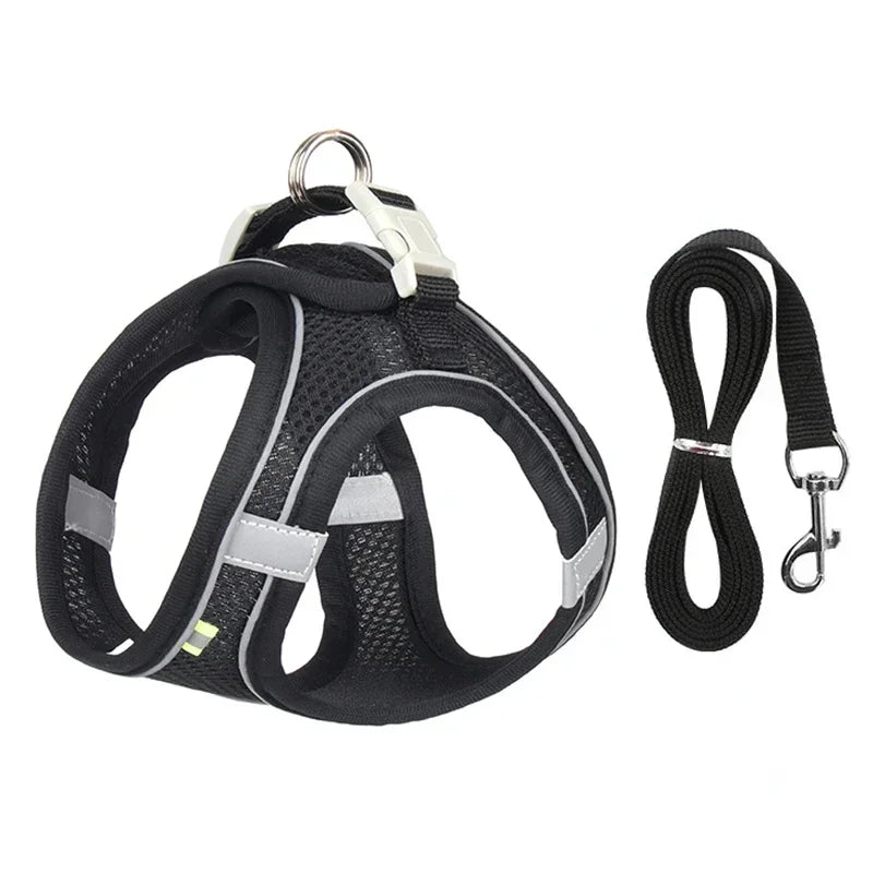 Puppy Harness Set Dog Accessories Adjustable Puppy and Cat Harness Vest French Bulldog Chihuahua Small Dog Collar Pet Leash Dogs
