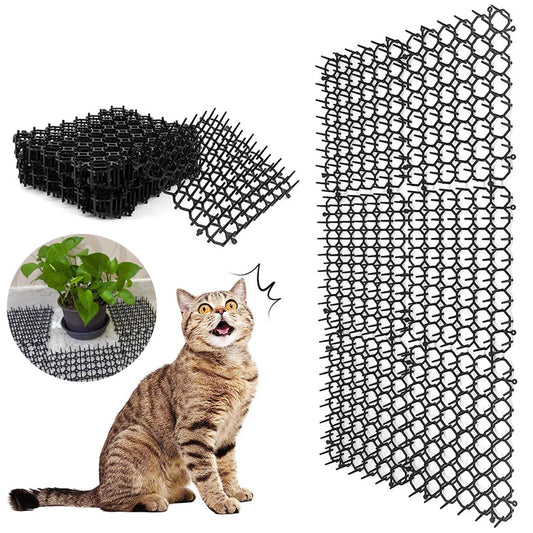12Pcs Cat Deterrent Mat Anti Cat Dog Network Repellent Training Plastic Spike Mat for Keeping Away Cats Dogs Protecting Plants
