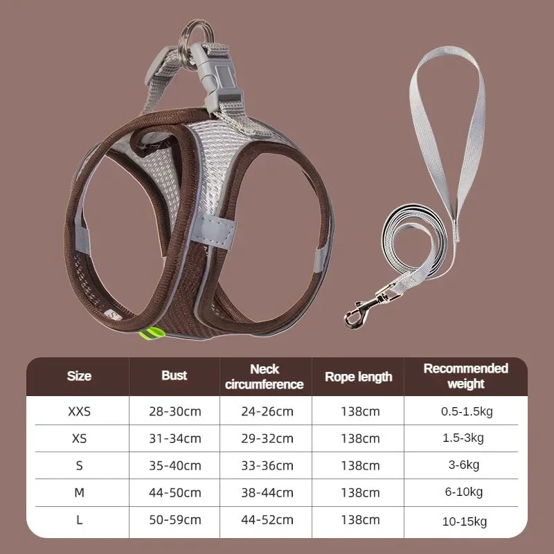Puppy Harness Set Dog Accessories Adjustable Puppy and Cat Harness Vest French Bulldog Chihuahua Small Dog Collar Pet Leash Dogs