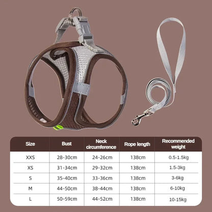 Puppy Harness Set Dog Accessories Adjustable Puppy and Cat Harness Vest French Bulldog Chihuahua Small Dog Collar Pet Leash Dogs