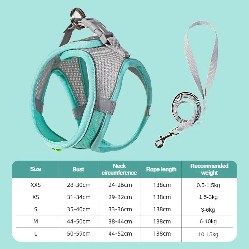 Puppy Harness Set Dog Accessories Adjustable Puppy and Cat Harness Vest French Bulldog Chihuahua Small Dog Collar Pet Leash Dogs