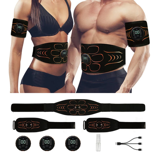 Abdominal Toning Belt EMS Muscle Stimulator Abs Trainer Muscle Toner USB Charge Body Shaping Lose Weight Fat Burn Fitness Unisex